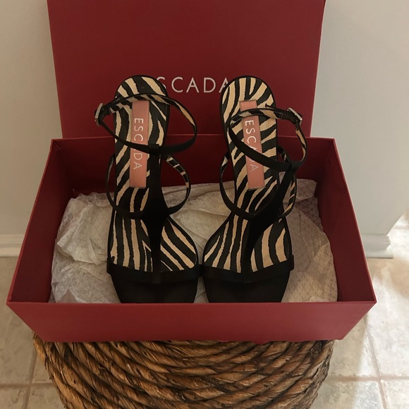 ESCADA Black, Zebra Women's Strappy Heels - Picture 1 of 11